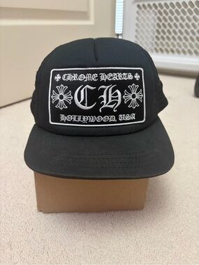 Authentic Chrome Hearts Black and White Embroidered Patch Cap